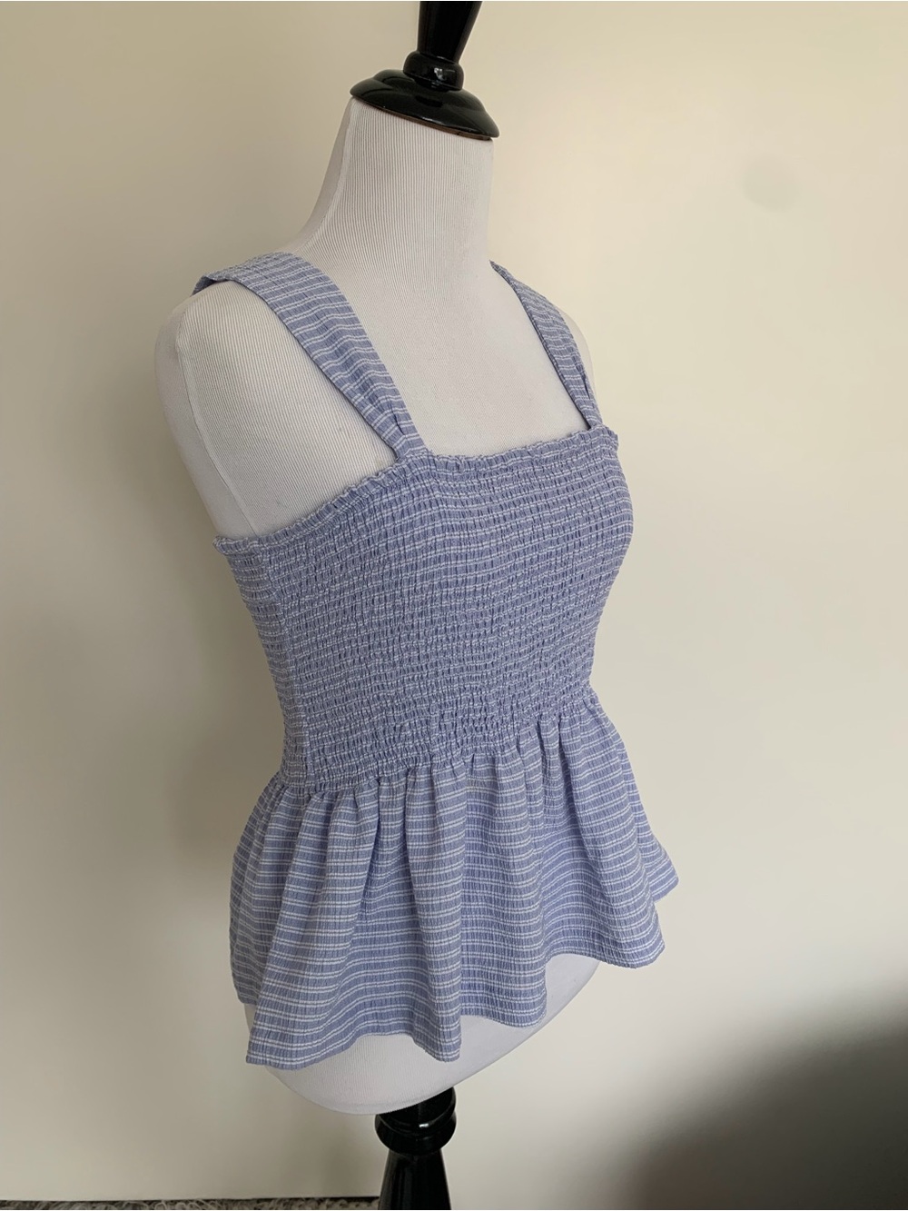 Madewell Smocked light blue Peplum Tank Top small